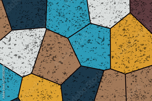 Seamless geometric pattern and texture with colorful polygonal tiles and abstract shapes background