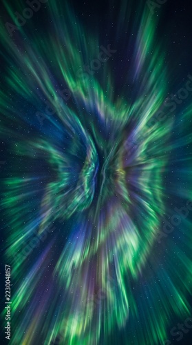 Vivid Aurora Borealis Display with Dynamic Light Patterns.