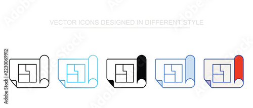 Blueprint icon design with white background stock illustration