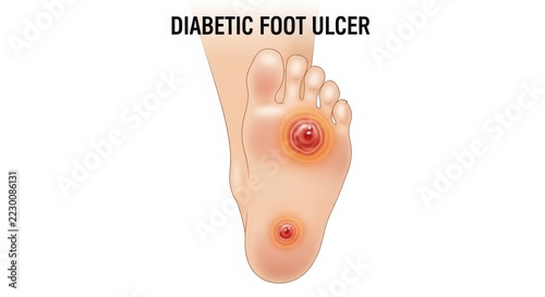 Diabetic foot ulcer medical illustration