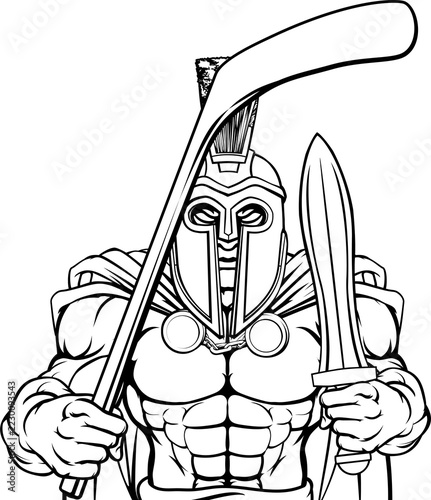Canvas Print A trojan or spartan man ice hockey sports team cartoon mascot