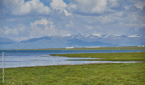 son kul mountain lake in kyrgyzstan