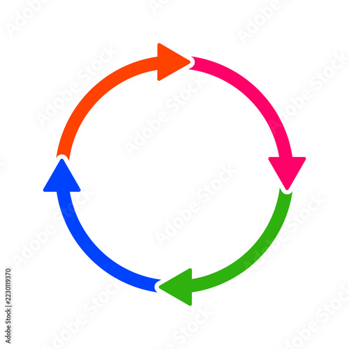 Colorful Circular Cycle Arrows Continuous Loop Process Icon