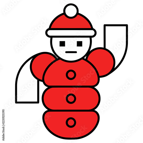 Stylized snowman character with red hat and arms