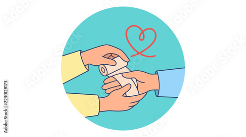 Medical professional applying bandage to patient hand illustration