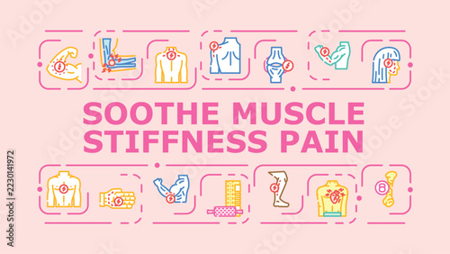Obraz na plátně Soothe muscle stiffness pain banner infographic