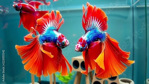 Siamese Fish Beautiful Silk Tail Amazing Exotic Tropical Fish