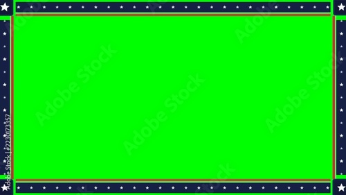 Chroma key green screen template with star and stripe border decoration