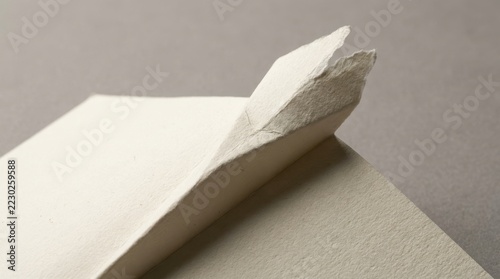 Rolled torn paper edge closeup