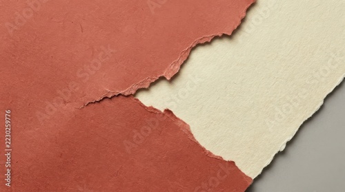 Red paper torn corner revealing beige