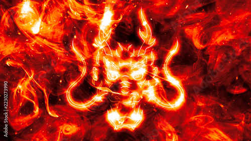 Burning Fantasy Dragon Engulfed in Blazing Fire Flames Background