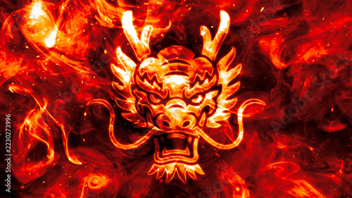 Burning Fantasy Dragon Engulfed in Blazing Fire Flames Background