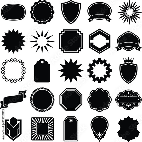 Vintage badge and frame collection with diverse decorative border designs decoration ornament geometric rectangle silhouette