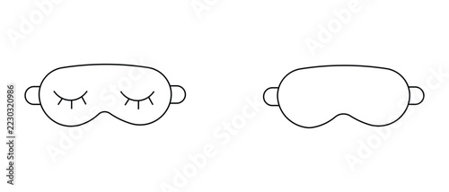 Two simple line of sleep masks, one with closed eyes