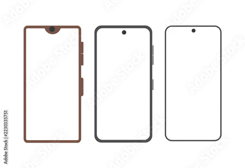 Obraz na plátně ​Clean minimalist smartphone display template set with different notch designs f