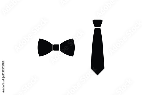 Tuxedo Bow Tie And Classic Necktie Formal Menswear Silhouette Vector Icon