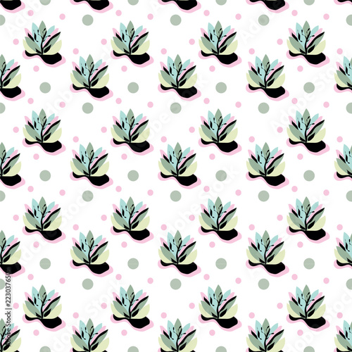 Scandinavian seamless pattern vector background with folk floral botanical ornaments and decorative repeat tile.