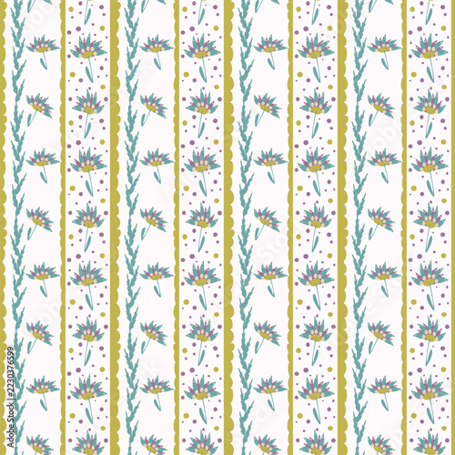Scandinavian seamless pattern vector background with folk floral botanical ornaments and decorative repeat tile.