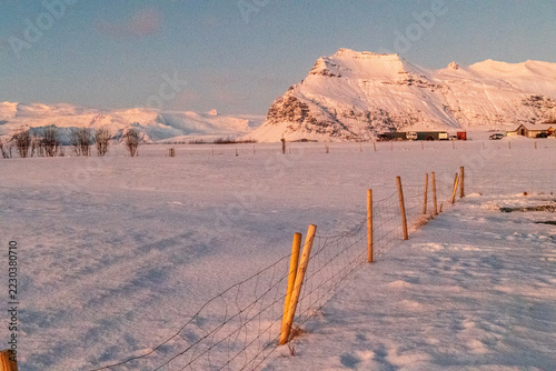 Winter scene near Jokulsarlon, on the southern coast of Iceland