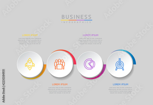 Vector infographic template showing steps or processes for business presentations and design creation.