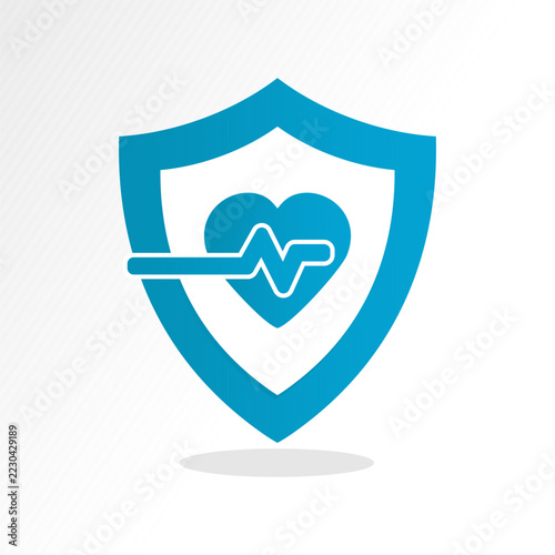 Heart-shield and heartbeat logo, a concept for maintaining health