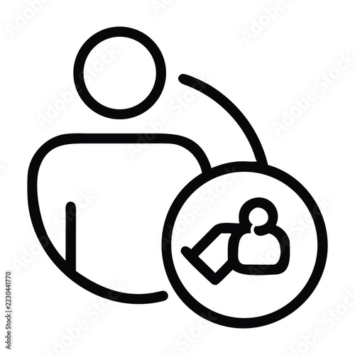 User profile icon with connection to another person for user management or social network.