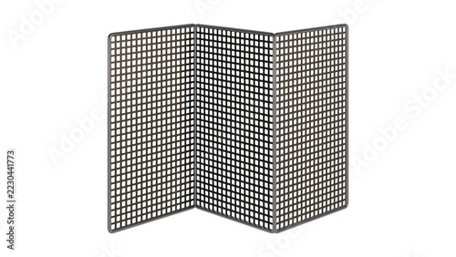 Fotografie A modern three-panel room divider featuring a grid pattern, ideal for contemporary interior design