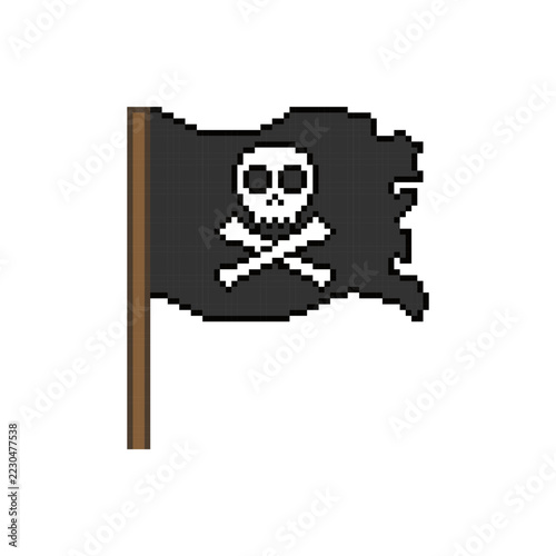 black death skull flag pixel art