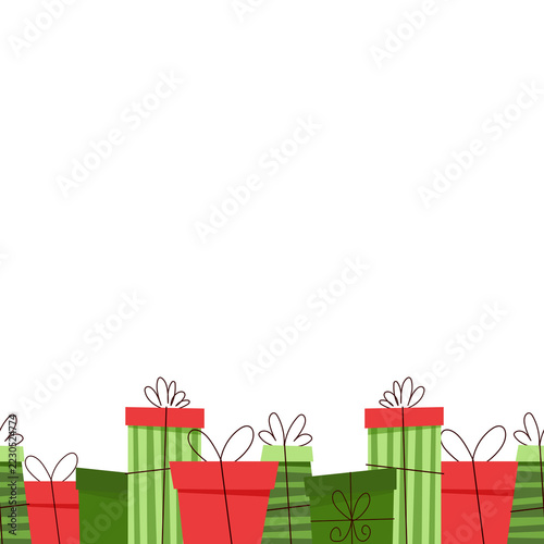 Seamless Christmas Bottom Border with Festive Gift Boxes and Wrapped Presents