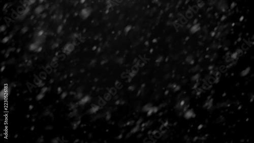 White snow isolated on black background, natural and real, winter nature, using for overlay effect