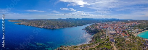 Aerial panorama of Santa Teresa Gallura and Longonsardo tower Sardinia