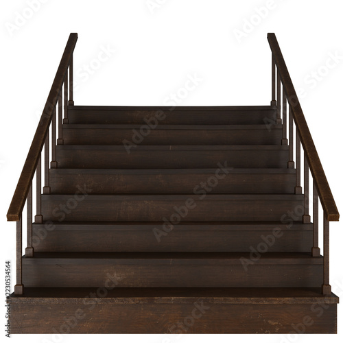 Fotografie Dark Brown Wooden Staircase Interior Design