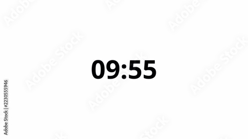 Ten minutes countdown timer in 60 seconds on transparent background, 10 minute timer countdown animation in one minute with alpha channel, animated 10 to 9 minute countdown in 4k.
