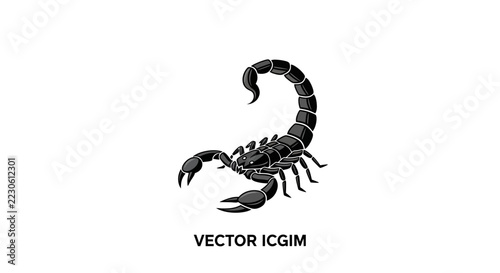 Black Scorpion Illustration Vector Art, Arachnid Icon, Danger Symbol, White Background