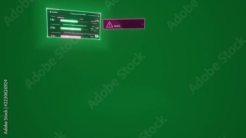 Magenta warning appearing neon dashboard starting, updating bars to show live status on transparent