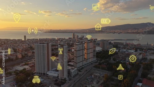 Smart city and communication network concept. Digital transformation. High quality 4k footage