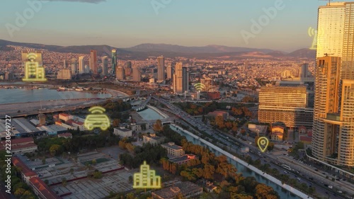 Smart city and communication network concept. Digital transformation. High quality 4k footage
