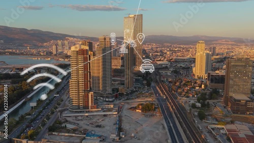 Smart city and communication network concept. Digital transformation. High quality 4k footage