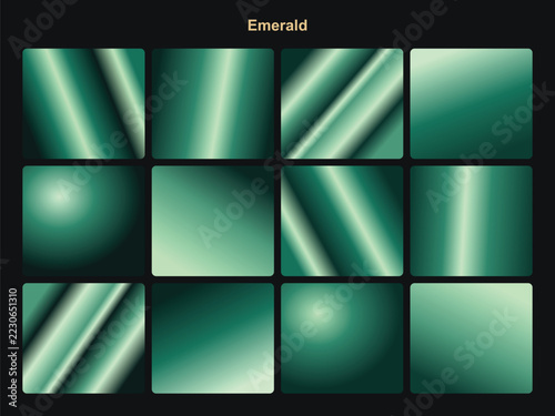 Emerald Green Metallic Gradient Swatches Set for Luxury Branding
