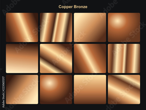 Copper Bronze Metallic Gradient Swatches Set for Luxury Design