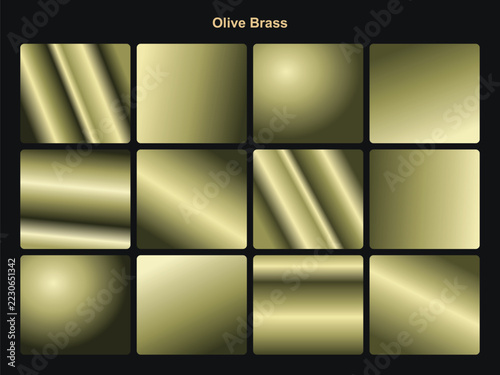 Olive Brass Metal Gradient Swatches Set for Digital Design