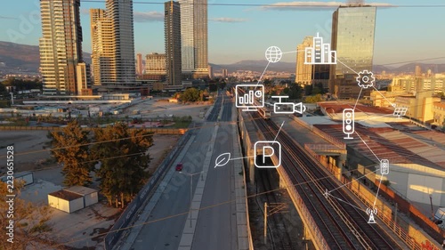 Smart city and communication network concept. Digital transformation. High quality 4k footage