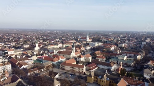 Drone view of Sombor town, square and architecture, Vojvodina region of Serbia, Europe