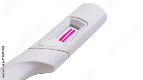 Obraz na plátně Isolated medical device indicating a positive pregnancy with two clear pink line