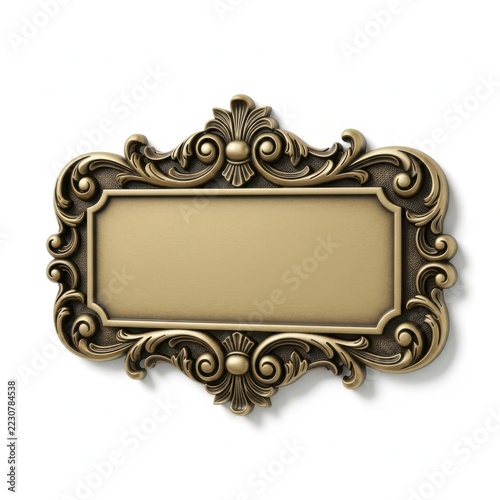 Ornate vintage style picture frame plaque with blank center space