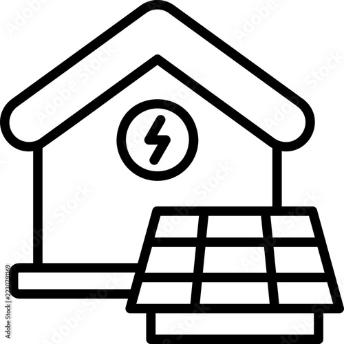 Energy Technology With Solar Panels For Smart Sustainable Power Generation line icon