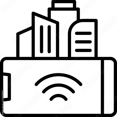 Smart Infrastructure With Wireless Connectivity For Intelligent Urban Development line icon
