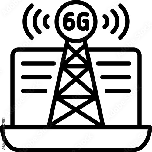 6G Technology Tower For Ultra Fast Wireless Communication Networks line icon