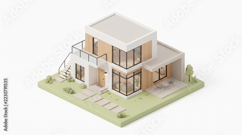 3D Isometric Modern House Project
