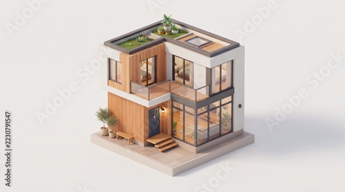 3D Isometric Modern House Project